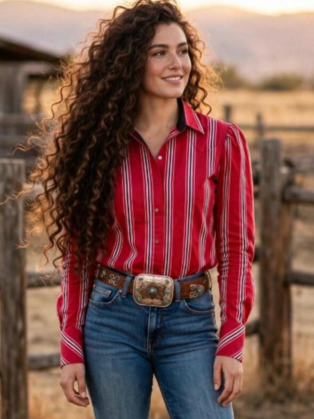 Roper S Vintage Red Striped Western Shirt Yoke Womens Rodeo Ranch Heritage
